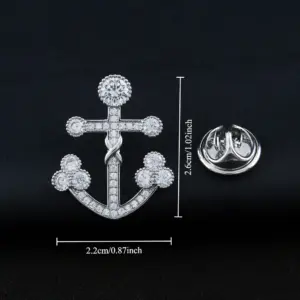 Elegant Gold-Tone Anchor Brooch with Rhinestones 7 S726b26d7eb624ba6a59ffd2cc296ec79e