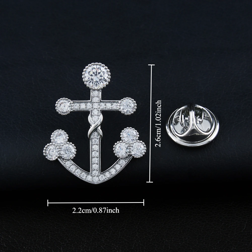 Elegant Gold-Tone Anchor Brooch with Rhinestones 2 Elegant Gold-Tone Anchor Brooch with Rhinestones - Image 2