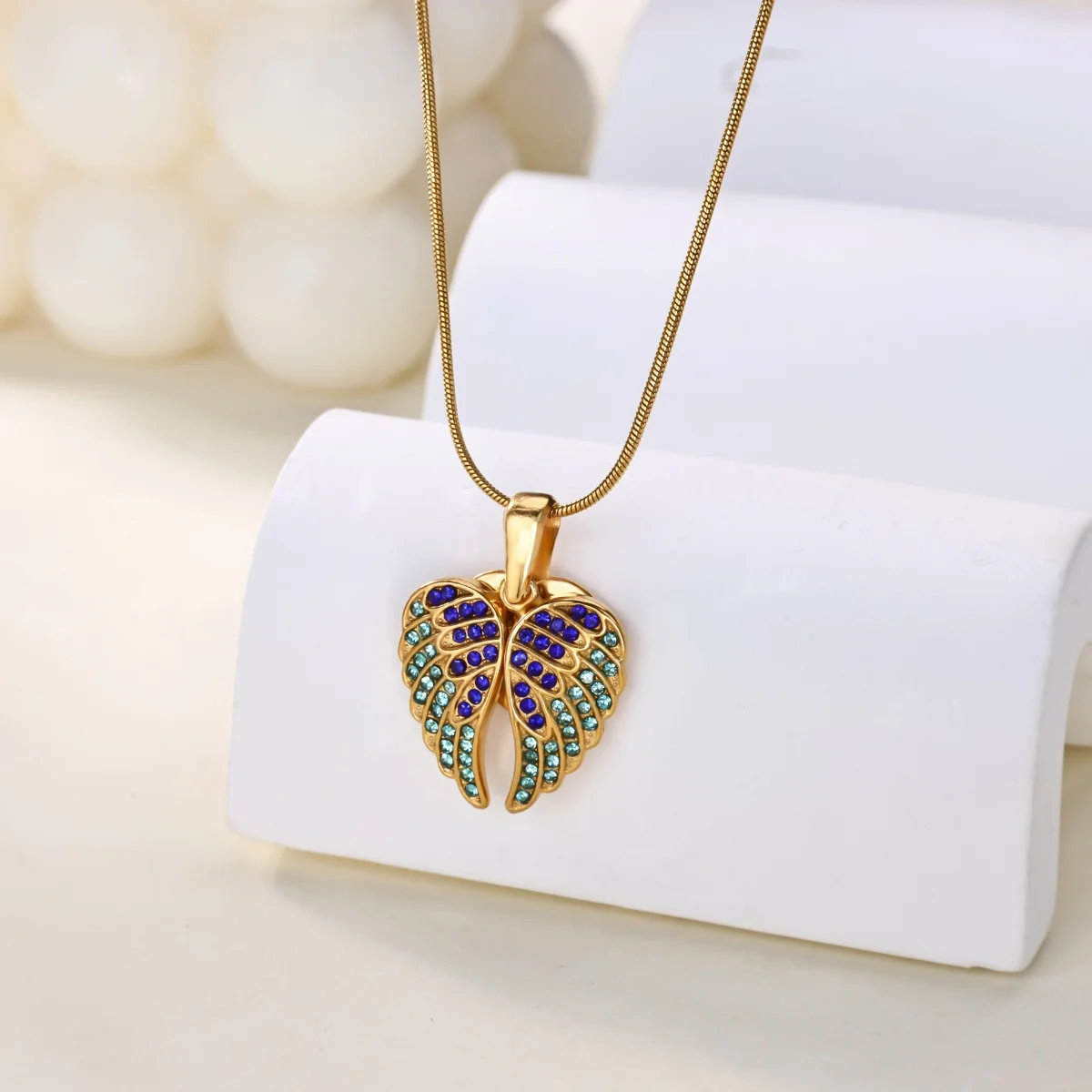 Elegant Gold Stainless Steel Necklace with Zircon Accents 2 Elegant Gold Stainless Steel Necklace with Zircon Accents - Image 2