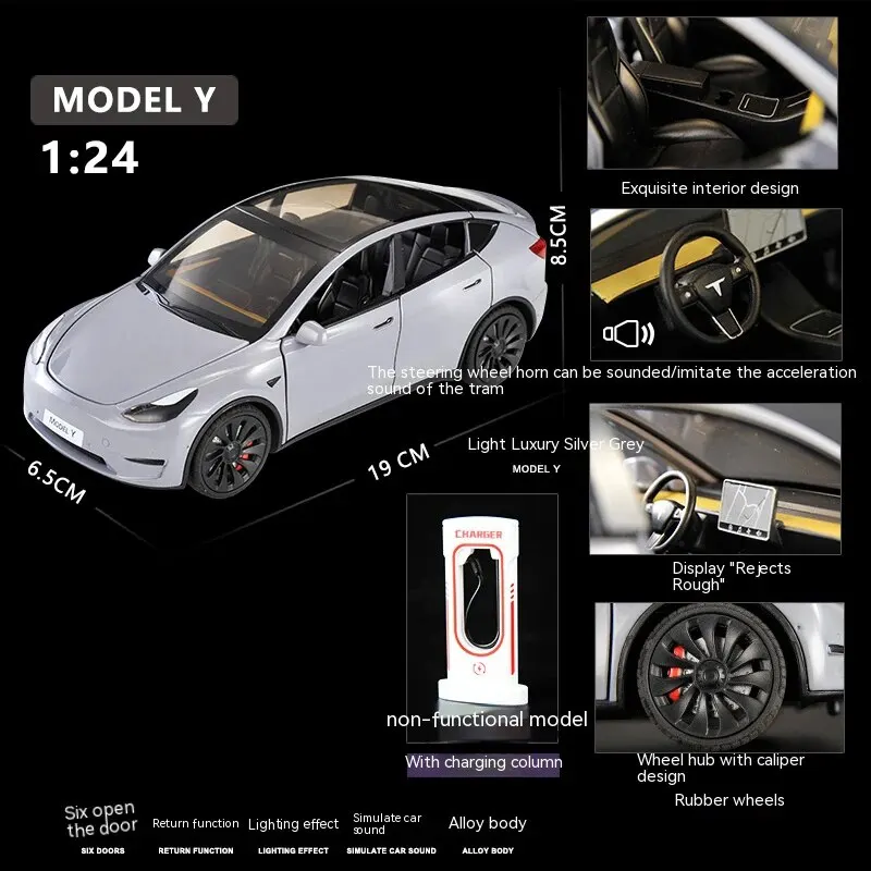 1:24 Scale Black Model Y Diecast Car 10 1:24 Scale Black Model Y Diecast Car - Image 10