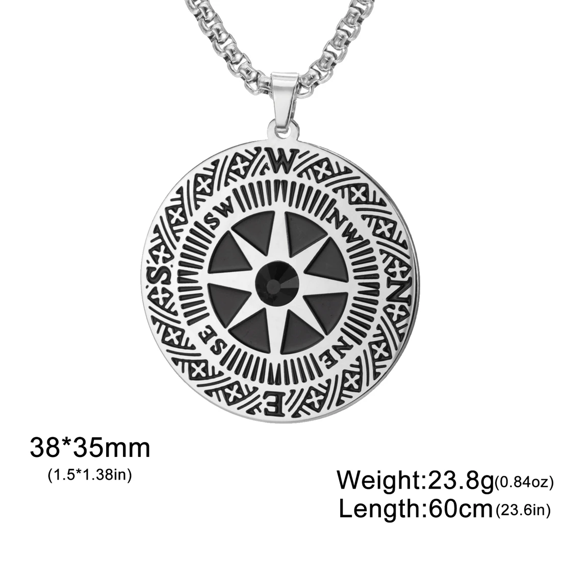 Vintage Stainless Steel Compass Necklace for Men and Women 7 Vintage Stainless Steel Compass Necklace for Men and Women - Image 7
