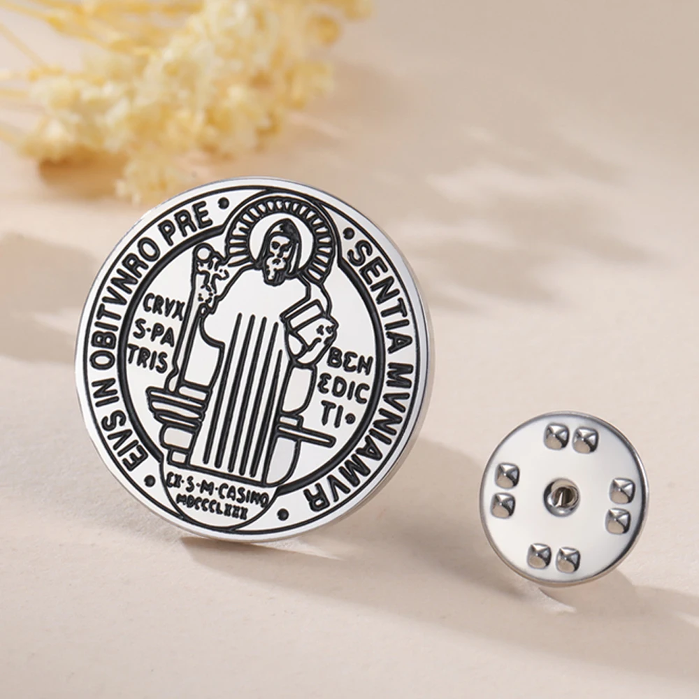 Stainless Steel Saint Benedict Brooch 25x25 mm 9 Stainless Steel Saint Benedict Brooch 25x25 mm - Image 9