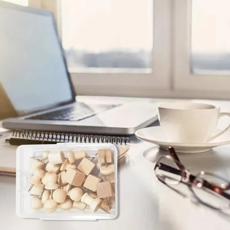 Decorative Wooden Push Pins Set of 30 5 Decorative Wooden Push Pins Set of 30 - Image 5