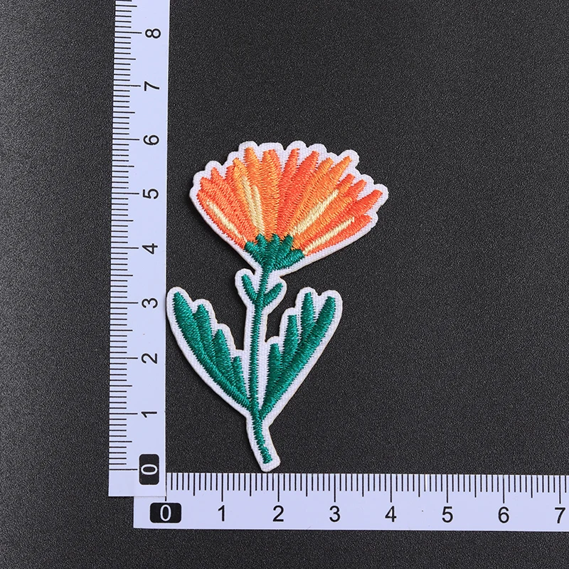 Vibrant Orange Flower Embroidered Patches Set 2 Vibrant Orange Flower Embroidered Patches Set - Image 2