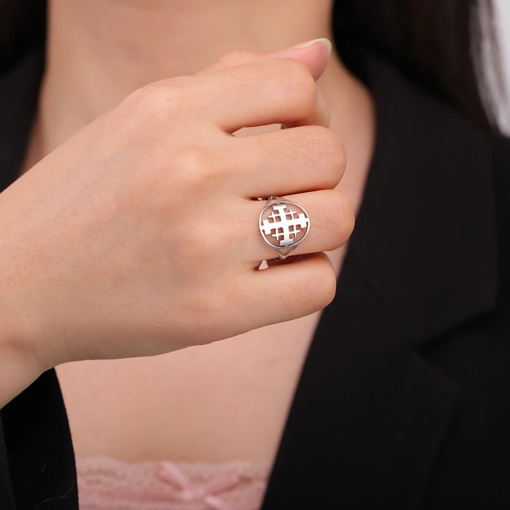 Stainless Steel Jerusalem Cross Ring for Faith 6 Stainless Steel Jerusalem Cross Ring for Faith - Image 6