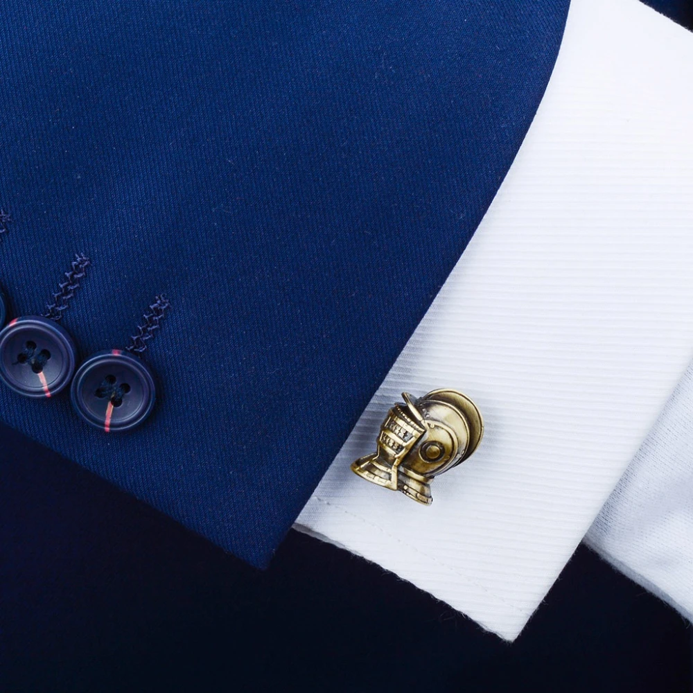 Vintage Brass Knight Helmet Cufflinks for Men and Women 3 Vintage Brass Knight Helmet Cufflinks for Men and Women - Image 3