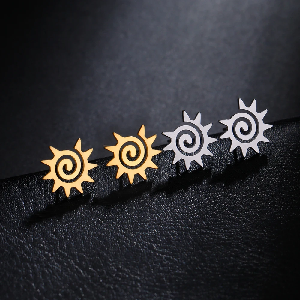 Vintage Stainless Steel Sun Earrings for Women 5 Vintage Stainless Steel Sun Earrings for Women - Image 5
