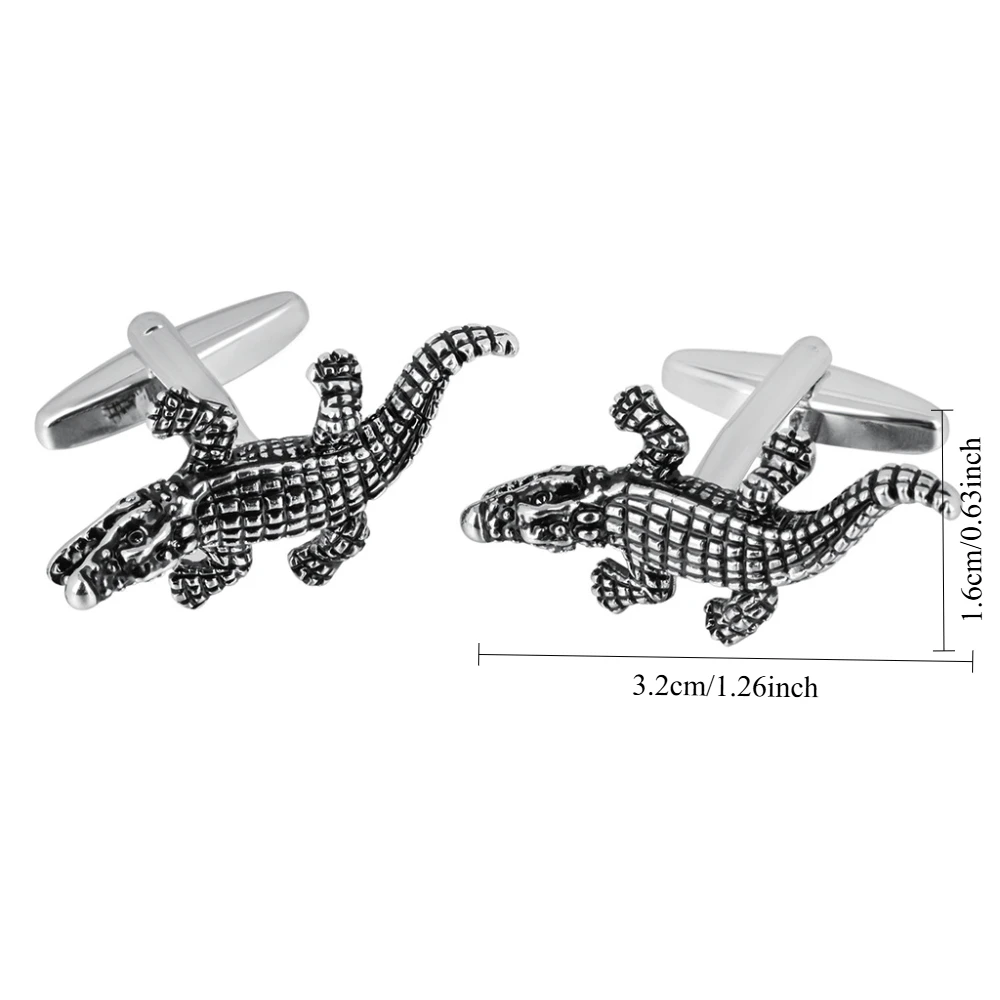Vintage Silvery Crocodile Cufflinks 2 Vintage Silvery Crocodile Cufflinks - Image 2