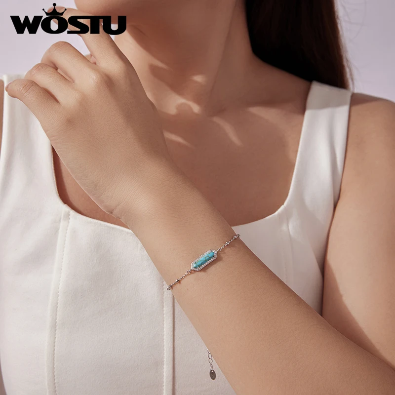 Miniature Turquoise Rectangle Bracelet for Women 2 Miniature Turquoise Rectangle Bracelet for Women - Image 2
