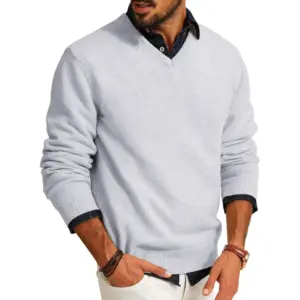 Men’s Light Beige V-Neck Sweater by ANIMAL GAME 12 S820be27fb8544c0a8a31839c67e3e7caa