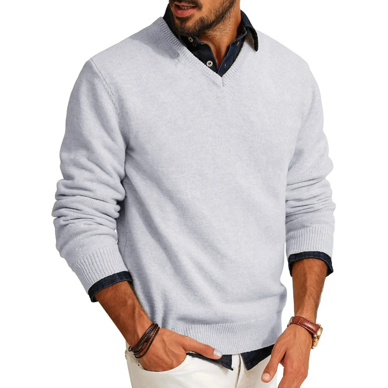 Men’s Light Beige V-Neck Sweater by ANIMAL GAME 4 Men’s Light Beige V-Neck Sweater by ANIMAL GAME - Image 4