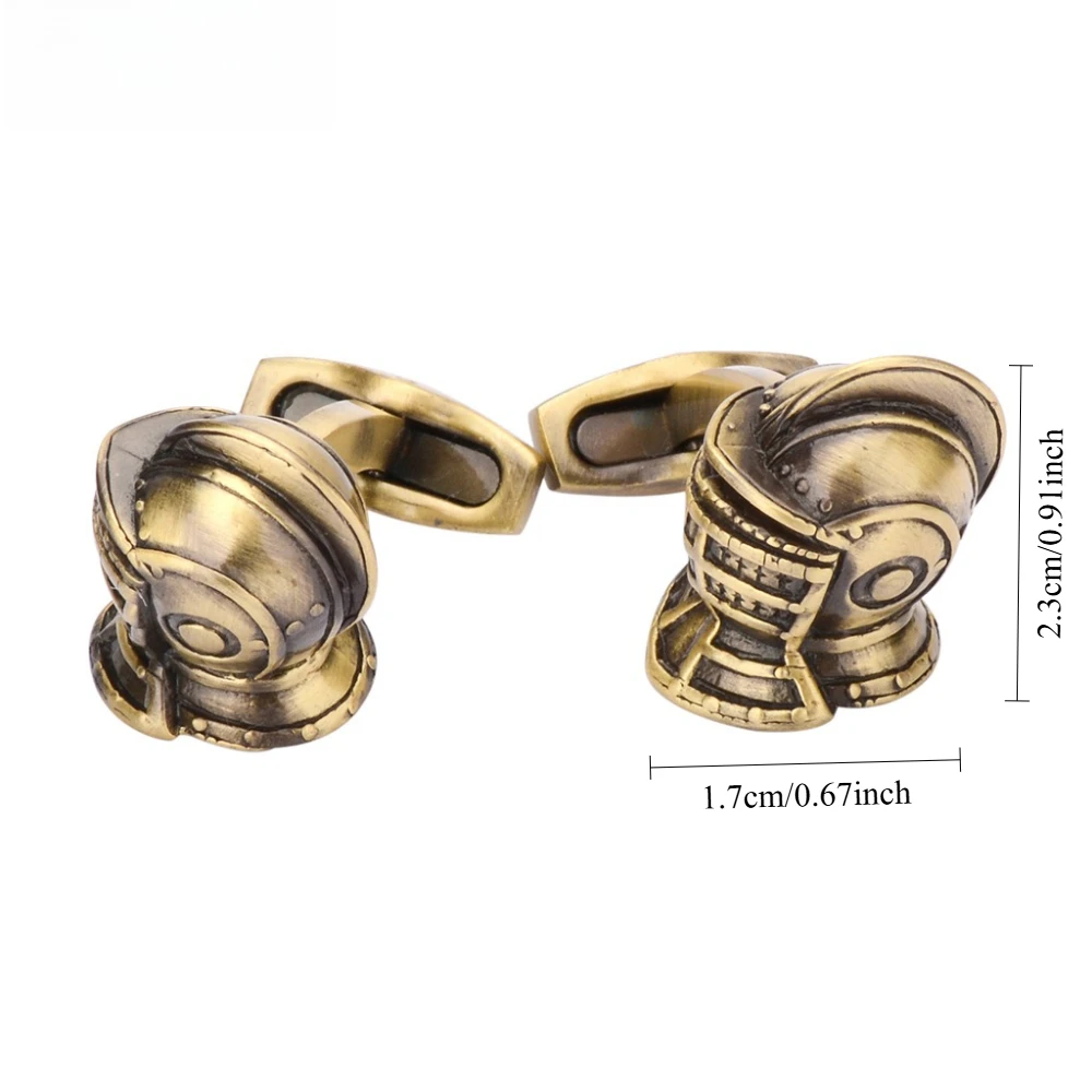 Vintage Brass Knight Helmet Cufflinks for Men and Women 2 Vintage Brass Knight Helmet Cufflinks for Men and Women - Image 2