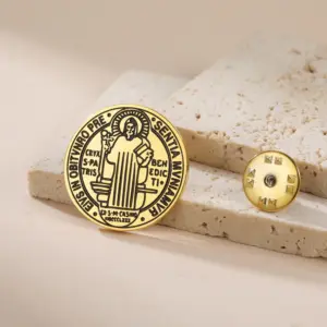 Stainless Steel Saint Benedict Brooch 25x25 mm 14 S848fa1bf118b4518baf245975ea7526fK