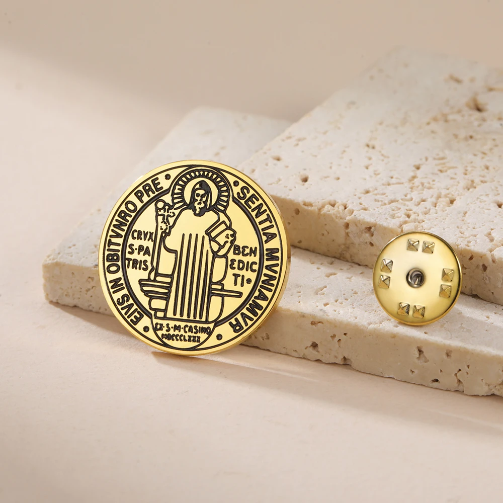 Stainless Steel Saint Benedict Brooch 25x25 mm 5 Stainless Steel Saint Benedict Brooch 25x25 mm - Image 5