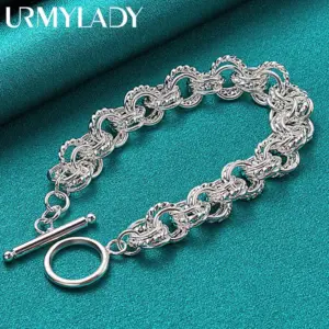 Elegant 925 Silver Women's Bracelet with Circular Links 11 S84d39c7aebf546948ef53e3feaa0fc4dW