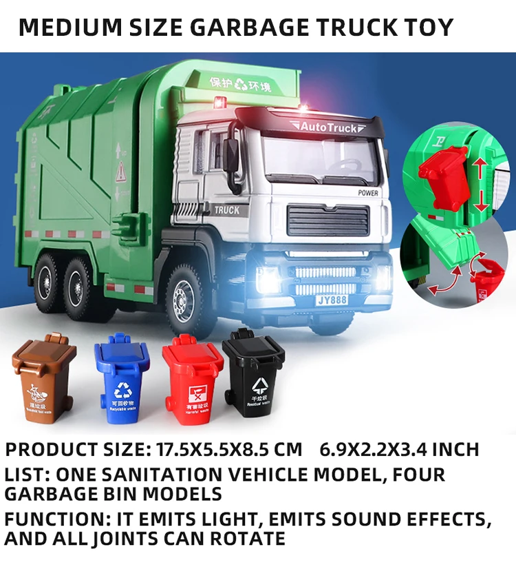 Vibrant Friction-Powered Garbage Truck for Kids 8 Vibrant Friction-Powered Garbage Truck for Kids - Image 8
