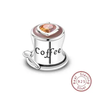 Sterling Silver Coffee Charm Bead with Gemstone 13 S8510b0928fc94151b009590f2ee3e94fF