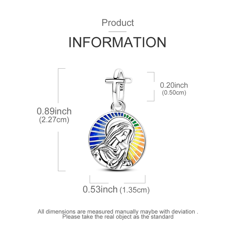 Sterling Silver Virgin Mary Charm Bead 5 Sterling Silver Virgin Mary Charm Bead - Image 5