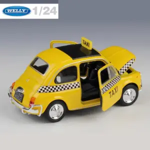 Authentic Yellow Fiat 500 Diecast Model 1:24 Scale 7 S862c2bcdd268436488b1807822784fd3A