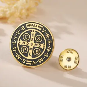 Stainless Steel Saint Benedict Brooch 25x25 mm 17 S87aa0dc1ab1147039bdf93a4cff9d4bbI