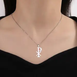 Stainless Steel Chi Rho Necklace for Men & Women 11 S88643007ede442168ef3b2cda90b78dfy