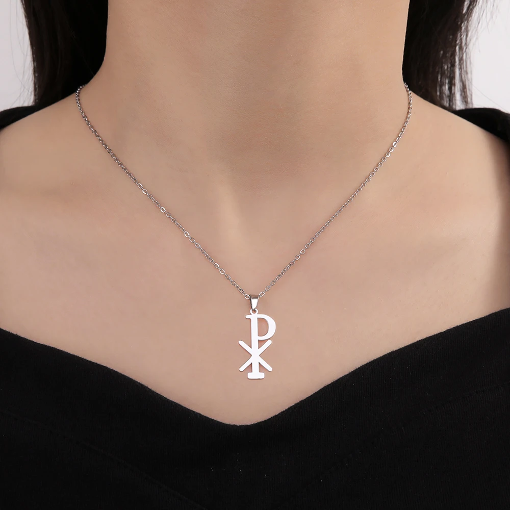 Stainless Steel Chi Rho Necklace for Men & Women 4 Stainless Steel Chi Rho Necklace for Men & Women - Image 4
