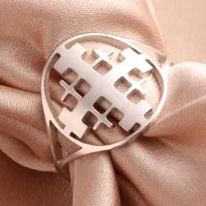 Stainless Steel Jerusalem Cross Ring for Faith 13 S8909d57176664727a2dc0d9d53bf347dl