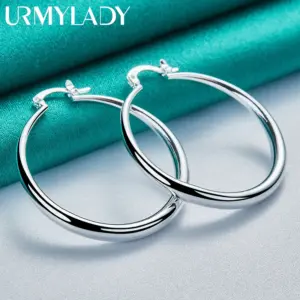 40mm Sterling Silver Hoop Earrings 11 S8a9f6fa0bfb64d098fe73583f41ae4f0F
