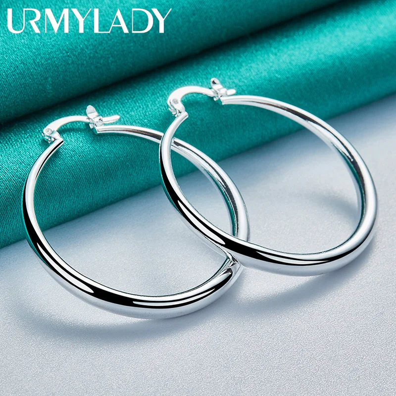 40mm Sterling Silver Hoop Earrings 6 40mm Sterling Silver Hoop Earrings - Image 6