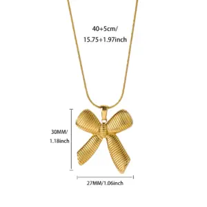 Gold Geometric Bow Necklace for Women 8 S8ae0eac76eb841aeb229b8cd42176b4bn