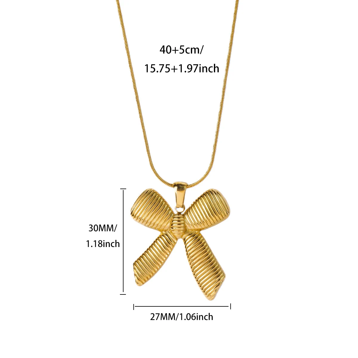 Gold Geometric Bow Necklace for Women 4 Gold Geometric Bow Necklace for Women - Image 4