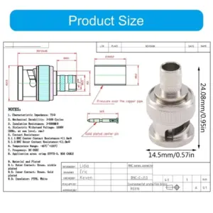 Copper BNC Male Connector for Coaxial Cables 11 S8b97623439bc4de5aa411c2ac4747f66s