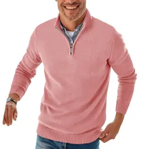 Men’s Gray Zipper Pullover Sweater 18 S8db98b1369e44164a0e5e615669f7ec9j