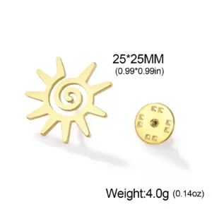 Stainless Steel Sun and Spiral Brooch 14 S8e1617759af2471cb028711b8df4e96dU