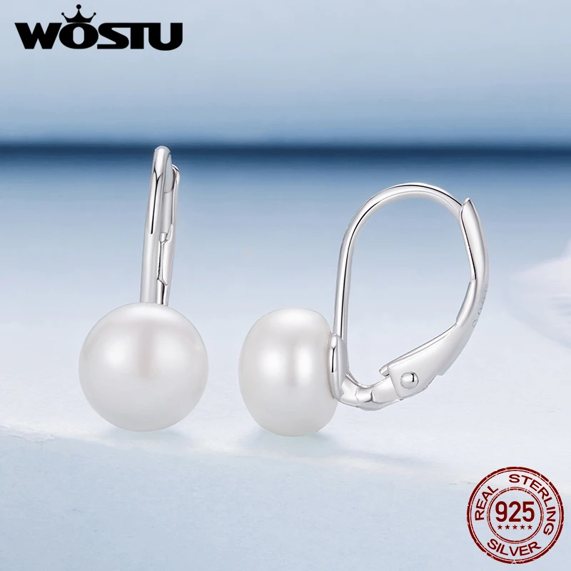 Sterling Silver Pearl Hoop Earrings 2 Sterling Silver Pearl Hoop Earrings - Image 2