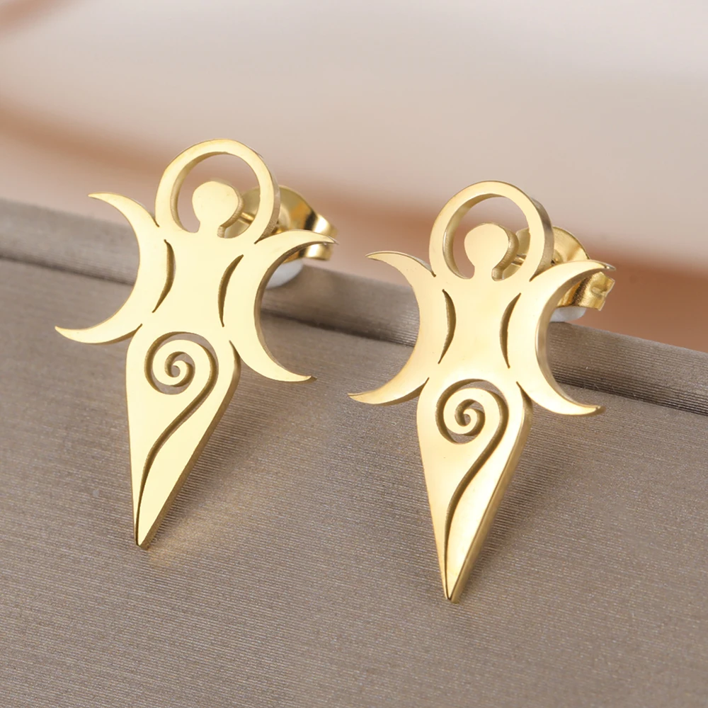 Stainless Steel Wiccan Spiral Goddess Earrings 2 Stainless Steel Wiccan Spiral Goddess Earrings - Image 2