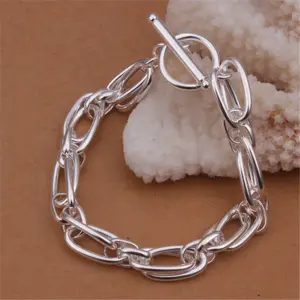 Sterling Silver Interlocking Oval Bracelet for Women 5 S908c4d5ba6c64d5cbd426b3539415413K