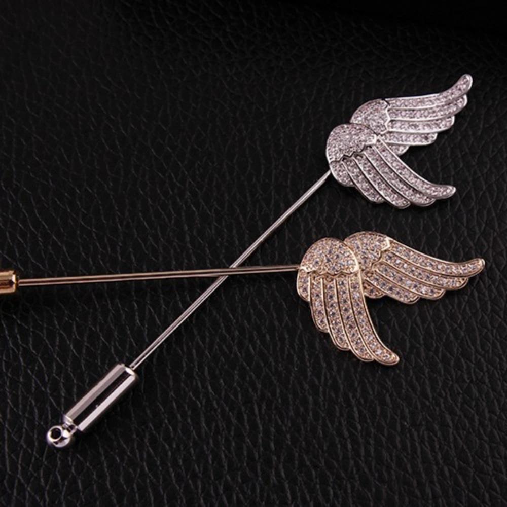 Light Grey Wings Brooch with Rhinestones 5 Light Grey Wings Brooch with Rhinestones - Image 5