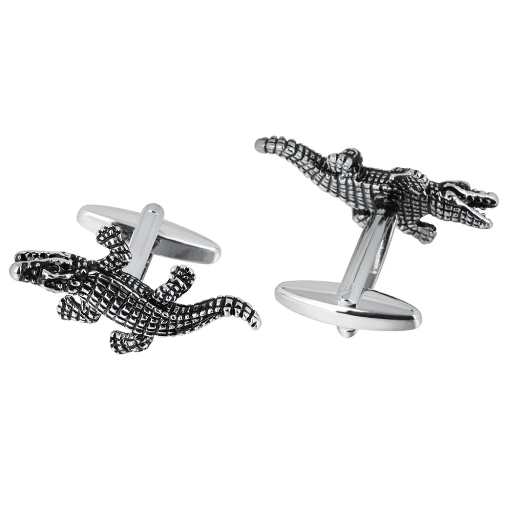 Vintage Silvery Crocodile Cufflinks 5 Vintage Silvery Crocodile Cufflinks - Image 5