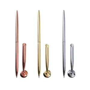Elegant Metal Ballpoint Pen Set in Gold, Silver, Rose Gold