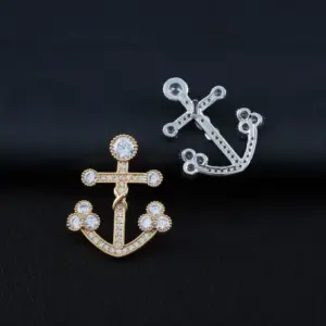 Elegant Gold-Tone Anchor Brooch with Rhinestones 9 S938be619eba94931a316e891bbd0c7686