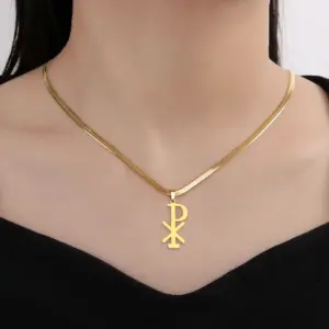 Stainless Steel Chi Rho Necklace for Men & Women 10 S93fffd6896894fbd9381faccfb6d5864o