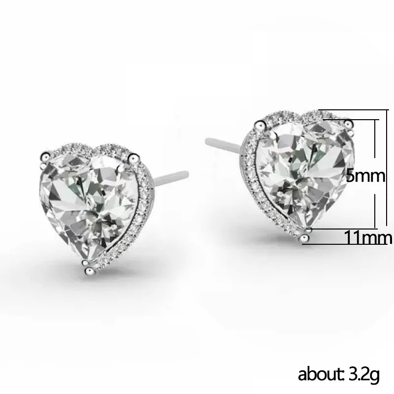 Heart-Shaped Sterling Silver Zircon Earrings 6 Heart-Shaped Sterling Silver Zircon Earrings - Image 6