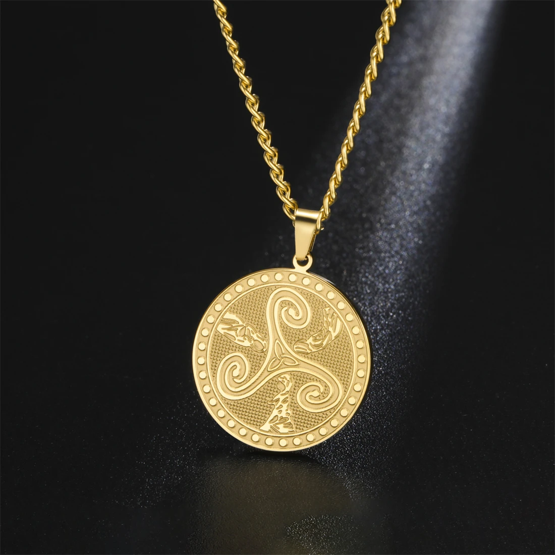 Stainless Steel Triple Moon Necklace 2 Stainless Steel Triple Moon Necklace - Image 2