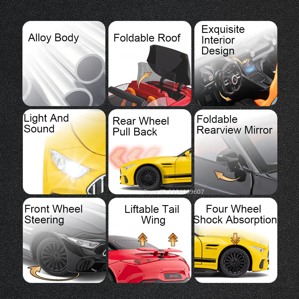 Vibrant Yellow Mercedes-Benz SL63 1:22 Scale Model 2 Vibrant Yellow Mercedes-Benz SL63 1:22 Scale Model - Image 2