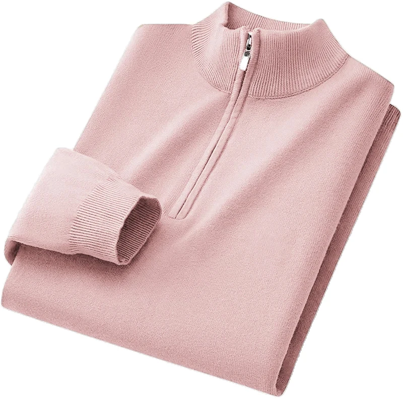 Pink Women's Knitted Pullover with Zipper 9 Pink Women's Knitted Pullover with Zipper - Image 9