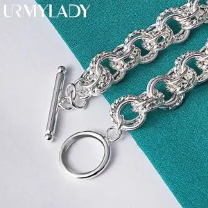 Elegant 925 Silver Women's Bracelet with Circular Links 9 S9743d0aa6d8441cf9340f6b31137e3e3L