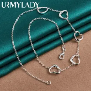 Sterling Silver Heart Necklace with Five Charms 9 S987993d1824041aaab0eedfddd550111h