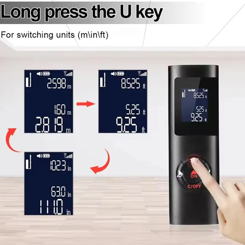Portable Laser Rangefinder 40m/60m, ±2mm 3 Portable Laser Rangefinder 40m/60m, ±2mm - Image 3