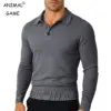 Dark Gray Men's V-Neck Sweater for Comfort